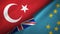 Turkey and Tuvalu two flags textile cloth, fabric texture
