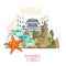 Turkey vector vacations illustration. Flat style poster with Pamukkale and Cappadocia. Retro design. Welcome to Turkey. Istanbul