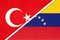 Turkey and Venezuela, symbol of country. Turkish vs Venezuelan national flag