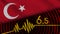 Turkey Wavy Fabric Flag, 6.5 Earthquake, Breaking News, Disaster Concept