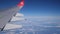 Turkish airline airplane wing. view from the airplane's porthole