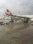 Turkish Airlines plane waiting for boarding in Istanbul, Turkey