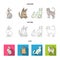 Turkish Angora, British longhair and other species. Cat breeds set collection icons in cartoon,outline,flat style vector