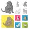 Turkish Angora, British longhair and other species. Cat breeds set collection icons in monochrome,flat style vector