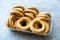 Turkish Bakery Bagel Gevrek Galeta Halka / Round Salty Crackers in Plastic Container or Box.