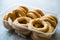 Turkish Bakery Bagel Gevrek Galeta Halka / Round Salty Crackers in Plastic Container or Box.