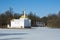 Turkish bath and Marble bridge in spring, Catherine park, Saint Petersburg, Russia