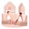 Turkish bath relaxation semi flat RGB color vector illustration