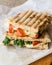 Turkish Bazlama Tost / Toast sandwich with melted cheese, tomatoes and dill