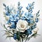 Turkish Blue Snapdragon Arrangement: Realistic Watercolor Clipart