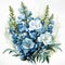 Turkish Blue Snapdragon Watercolor Clipart With Pastoral Charm