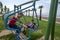 Turkish boys play on a swing in a park adjacent to the Bosphorus at Izmit in Turkey.