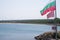 Turkish and Bulgarian flags on the border