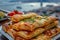 Turkish Bureks, Traditional Borek, Meat Filled Pie, Many Homemade Boureki Feta Buns Top View