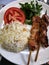 Turkish chicken kebab with fragrant rice