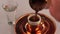 Turkish Coffee Pouring with coffee pot