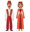 Turkish couple man and woman in traditional clothes vector illustration eps 10