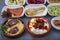 Turkish cuisine appetizers. BalÄ±k restaurant meze Ã§eÅŸitleri; Cold appetizers.Fish and vegetables assortment appetizers. Close-