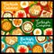 Turkish cuisine meals banners, Turkey food dishes