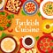 Turkish cuisine menu cover with restaurant meals