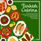 Turkish cuisine menu cover template of meat dishes