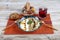 Turkish cuisine, Samsun style ravioli. Turkish ravioli manti preparation with meat, yoghurt, butter and red pepper. MantÄ± concept