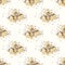 Turkish delight halva pieces with sunflower seeds repeat seamless pattern on light background.