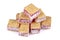 Turkish delight with petit beurre. Fresh biscuits and Turkish delight. Sweets and traditional oriental delights concept