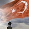 Turkish Flag and Ataturk monument. 29th october republic day of Turkey