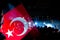 Turkish Flag. Celebrating of national days of Turkey at night.