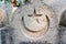 Turkish flag is engraved on a ancient stone