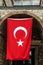 Turkish flag on the entrance to museum Hagia Sophia, Istanbul, T