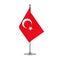 Turkish flag hanging on the metallic pole, illustration