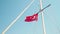 Turkish flag on the mast of a sailing yacht