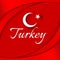 Turkish flag A month with a star on a background of wavy curved red ribbons The theme of the Turkish flag on the national holidays