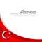 Turkish flag A moon with a star on a background of wavy curved red ribbons lines Brochure with the theme of the Turkish flag