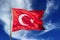 The Turkish flag is the national and official flag of the Republic of Turkey. [1] It is formed with a white crescent and star on a