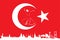 Turkish flag and silhouette landmarks