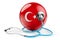 Turkish flag with stethoscope. Health care in Turkey concept, 3D rendering