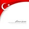 Turkish flag theme A moon with a star on a background of wavy curved red ribbons lines Brochure with the theme of the Turkish flag