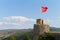 Turkish flag waving in the wind at the Boyabat castle