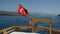 The Turkish flag on yacht