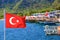 Turkish flags waving on tourist boats in the magnificent Adrasan.