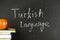 Turkish language. Drawing Turlish Language on blackboard. Close up