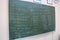 Turkish language grammar rules written on blackboard in a classroom in high school. Translation: Names, Verbs, Pronouns etc