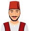 Turkish man avatar sultan in national suit cartoon character vector Illustration isolated