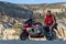 A Turkish man sits on his motorbike near Goreme in the Cappadocia region of Turkey.