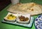 Turkish Mezze Plate with bread and hummus