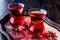 Turkish Ottoman Drink Rose sherbet or Cranberry Serbet in Turksish Tea Cup