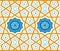 Turkish Ottoman style with blue, black, orange tiles